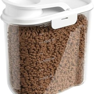 Контейнер для корма для домашних животных, герметичный контейнер для хранения собачьего корма, 2 л, контейнер с крышкой, для квартиры, кухни, кладовой, организации домашнего пространства, лакомств.