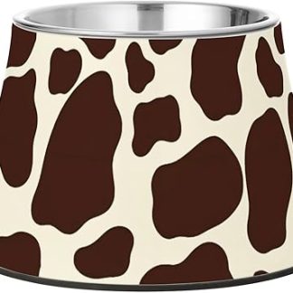 Коричневая миска для корма для домашних животных с принтом коровы, приподнятые миски из нержавеющей стали для маленьких питомцев komedero para gatos