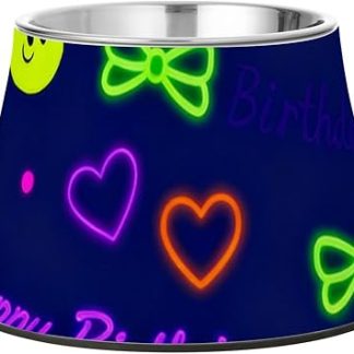 Разноцветные фиолетовые миски для домашних животных с бантом и надписью «С днем ​​рождения» из нержавеющей стали. Миски для медленного кормления кошек и собак. Миски для собак. Усталость. Platos para perros