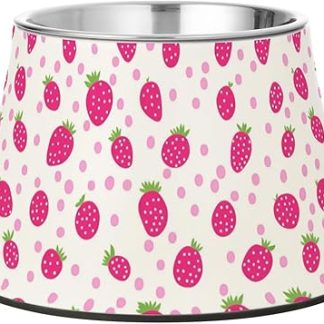 Детские миски для кормления собак с подставкой, персиково-клубничные, из нержавеющей стали, для средних собак, с рисунком усов.