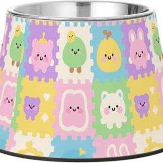 Милые детские миски для кормления с мультяшным рисунком, красочные, из нержавеющей стали, для медленного кормления кошек.