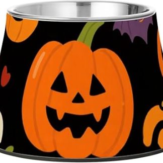 Милые оранжевые тыквенные призраки для Хэллоуина. Миски для корма для домашних животных из нержавеющей стали с нескользящей поверхностью. Миска для медленного кормления кошек и собак. Усы. Plato Para Perros Para Comer Lento