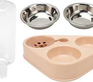Тройка мисок для кошек, автоматическая поилка из нержавеющей стали, набор мисок 3-в-1 для еды и воды с нескользящим основанием для кошек и собак.
