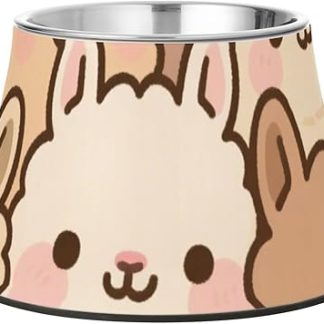 Милая мультяшная альпака, бежевая миска для корма для домашних животных на подставке, из нержавеющей стали, приподнятая миска для воды, для медленного кормления собак, чтобы усы не уставали.