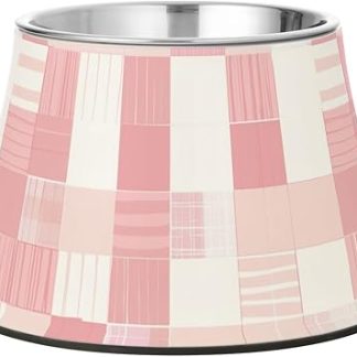 Миска для корма и воды из нержавеющей стали светло-розового и белого цвета в клетку, приподнятая миска для медленного кормления собак.