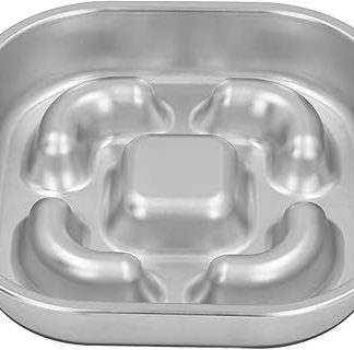 Миска для медленного кормления Asixxsix, нескользящая, объемом 3 чашки, из нержавеющей стали, подходит для собак маленьких, средних и больших размеров.