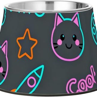 Очаровательные темно-серые миски для собак Cat and Paw из нержавеющей стали, предназначенные для медленного кормления кошек с красивыми усами. Comedero Para Gatos