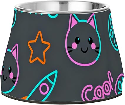 Очаровательные темно-серые миски для собак Cat and Paw из нержавеющей стали, предназначенные для медленного кормления кошек с красивыми усами. Comedero Para Gatos