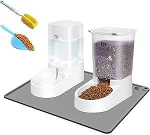 Автоматическая кормушка для собак и кошек Marchul с поилкой, 2 в 1, 3,8 л, миска для воды для питомцев, для многократного кормления (кормушка + поилка + коврик).