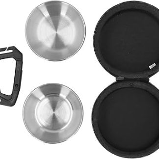 Двойные миски для собак с сумкой, портативные миски из нержавеющей стали для воды и корма для домашних животных, для путешествий, кемпинга, подвесная сумка для хранения из ЭВА, прочная и легкая.