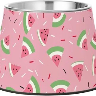 Приподнятые миски для воды и корма для домашних животных цвета «Арбузный розовый» из нержавеющей стали, идеально подходящие для питомцев с красивыми усами.
