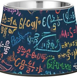 Синие мультяшные математические формулы, миски для домашних животных, фигурки животных из нержавеющей стали, миски для воды для кошек, которые медленно пьют воду, усы.
