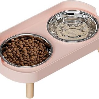 Набор мисок для кошачьего корма и воды на подставке, миска для собак из нержавеющей стали на подставке с двумя мисками, подставка для кормления домашних животных.