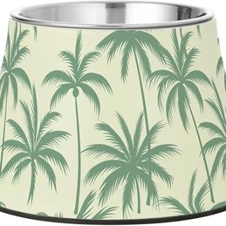 Миска для воды для собак в богемном марокканском стиле, из мягкого кокосового волокна, зеленого цвета, с подставкой, из нержавеющей стали, удобная для кормления.