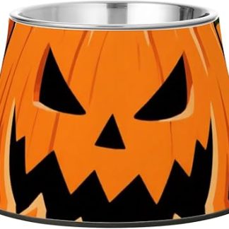 Счастливого Хэллоуина! Тыквенно-оранжевая миска для еды для собак, нескользящая, из нержавеющей стали, простые миски для маленьких собак, с усами. Platos para perros plastico