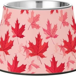 Миска для корма для домашних животных Maple Leaf Ruby из нержавеющей стали с нескользящим покрытием, подходит для средних собак и собак с красивыми усами.