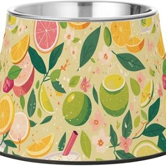 Миска для собачьего корма с подставкой, мультяшный лимонный цвет, светло-зеленый, летняя, из нержавеющей стали, для медленного кормления собак, с усами, уставшие.