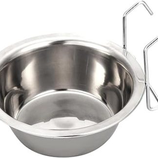 Диспенсер для воды в клетку - нержавеющая сталь, защита от проливания, с крючком | Подвесная миска для домашних животных, для вольеров, дома, клеток, удобный диспенсер для воды.