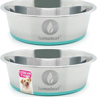 Миска для собак LumoLeaf из нержавеющей стали, большая, диаметр 22 см, 2 миски по 1750 мл с нескользящим силиконовым дном, металлическая миска для воды для крупных и средних собак.