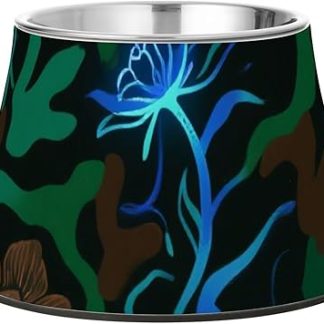 Камуфляжная миска для собак, зелено-синяя, приподнятая, из нержавеющей стали, для медленного кормления, удобная для усов.