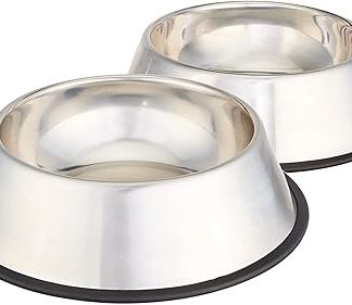 Amazon Basics – миска для собак, нержавеющая сталь, 2 шт., 946 мл, серебристый цвет.