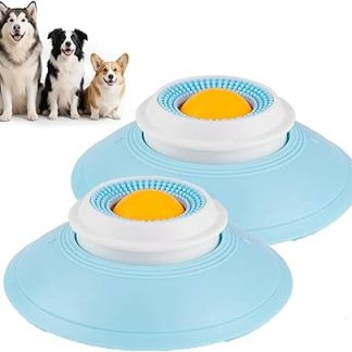 Миска для вылизывания собак, шар для вылизывания, медленная кормушка с присосками, нескользящий силиконовый мяч для кормления собак и кошек, легко моется (2 штуки)
