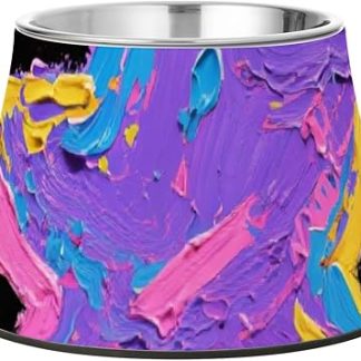 Стильная фиолетовая миска для воды в форме сердца и звезд, темного цвета, с подставкой, из нержавеющей стали, для маленьких домашних животных.