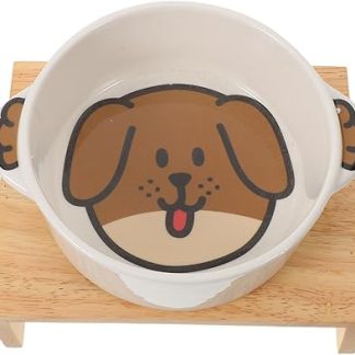 Керамическая клетка для собак с двойными ушками на деревянном основании. Приподнятая и защищенная от протекания. Идеально подходит для маленьких собак и кошек. Легко чистится. Устойчива к трещинам и пятнам.