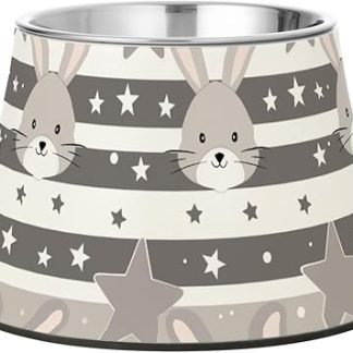 Милые серые миски для еды в виде кроликов с подставкой, миска для воды из нержавеющей стали для медленного кормления кошек, чтобы уши не уставали.