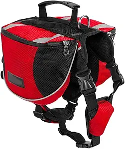 Dog Backpack,Pet Saddle Bag,Dog Pack Hound Hiking Backpack Saddlebags,Red,S
