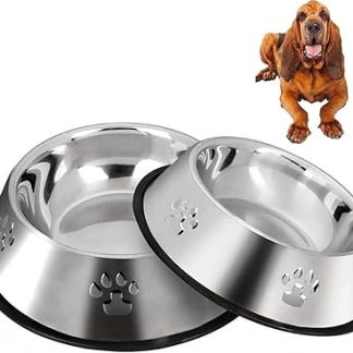 Миски для собак из нержавеющей стали, миски для кормления собак с нескользящим резиновым основанием, миски для домашних животных и миски для воды, XL-30 см/2 миски