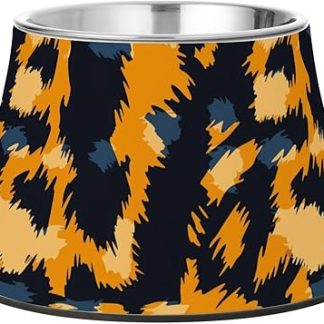 Миска для домашних животных с принтом меха шимпанзе, коричнево-черная, нескользящая, из нержавеющей стали, для маленьких собак, с рисунком усов.