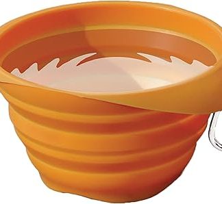 Складная миска для собак Kurgo, силиконовая, универсальный размер, объем: 700 мл, оранжевая, с зажимами для миски.