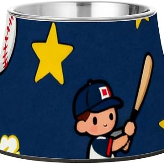 Миска для еды и воды для собак в виде бейсболиста, темно-синего цвета, с нескользящей поверхностью, из нержавеющей стали, для медленного поедания.