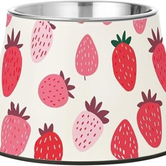 Миска для воды в виде милых рыжих клубничных собачек, модернизированная миска для корма из нержавеющей стали для кошек и мелких животных, с усами, от усталости.