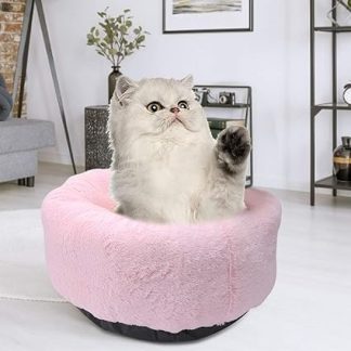 Универсальный плюшевый коврик для домашних животных, зимний теплый спальный матрасик для собак, кошек и щенков, круглая подушка-гнездо, износостойкая лежанка для животных на холодных полах, светло-коричневый (розовый плюш).