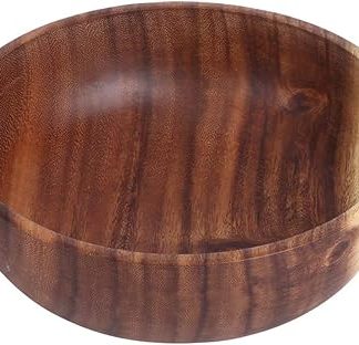 Деревянная салатница Qcwwy, сервировочная миска для кухонной посуды с гладкой поверхностью и закругленными краями, подходит для салатов, суши, фруктов, хлеба, пиццы, риса.