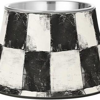 Нескользящая миска для корма для животных из нержавеющей стали с черно-белым клетчатым узором. Незаменимые миски для любимого питомца. Средство от раздражения кожи усов.