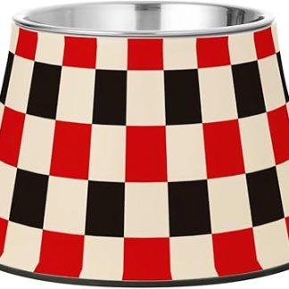 Красная и белая клетчатая миска для воды для собак с подставкой, миски для кормления кошек, кроликов, птиц и других животных, изготовленные из нержавеющей стали.