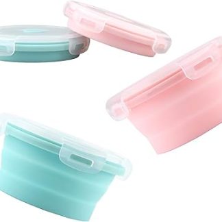 LUTER 2 шт. Складные миски для собак, 350 мл, силиконовые, для еды и воды, дорожные, портативные, расширяемые, для кормления и поения домашних животных, для прогулок, будок, кемпинга (розовые, синие)…