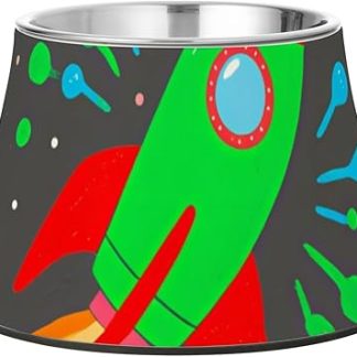 Миска для корма для собак в мультяшном стиле «Космос, Планета Земля», темно-серая, модернизированная, из нержавеющей стали, для кошек, для медленного поедания.