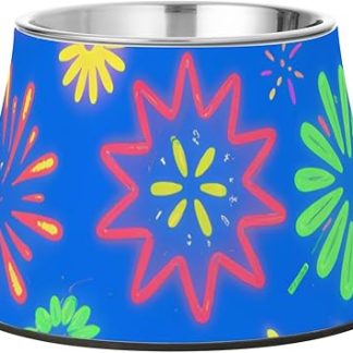 Красочные миски для собак в виде фейерверков, приподнятые миски для кошачьего корма из нержавеющей стали для спокойствия ваших любимых питомцев.