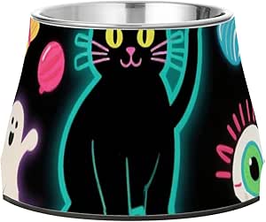 Яркая флуоресцентная тыква, миска для воды для собак на Хэллоуин, нескользящая миска для кошачьего корма из нержавеющей стали для любителей медленных приемов пищи.