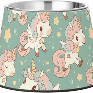 Миска для воды для домашних животных Dreamy Unicorn с нескользящей поверхностью из нержавеющей стали, простая миска для кошек и маленьких собак, помогает справиться с усталостью и раздражением кожи.