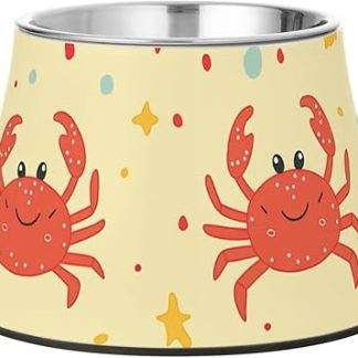 Симпатичная миска для собачьего корма в форме краба с подставкой, приподнятая миска из нержавеющей стали для маленьких питомцев.