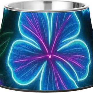 Яркие флуоресцентные неоновые тропические цветы, миска для корма и воды для собак, улучшенная миска из нержавеющей стали для домашних животных (с собаками, кошками, кроликами, птицами). Усталость. Platos para perros