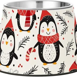 Рождественский мультяшный милый белый пингвин, улучшенная миска для воды из нержавеющей стали, для любимого питомца, чтобы снять раздражение от порезов на усах.