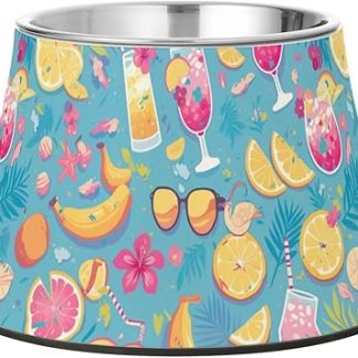 Яркие летние миски для собак с мультяшным рисунком, нескользящая миска из нержавеющей стали для кошек, медленное кормление, успокаивающее действие на кошачьи усы.