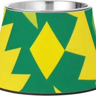 Абстрактное искусство, геометрический дизайн, желто-зеленая миска для воды для собак, нескользящая, из нержавеющей стали, миски для воды в виде животных (собак, кошек, кроликов, птиц), усы, усталость.