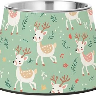 Забавные милые миски для домашних животных в виде оленей, нескользящие, из нержавеющей стали, приподнятые, для медленного кормления кошек, удобное кормление